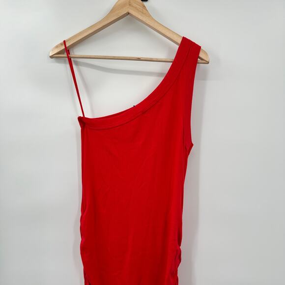 MICHAEL STARS NWT Coco One Shoulder Ribbed Midi Dress in Salsa Red // XL - Picture 6 of 11